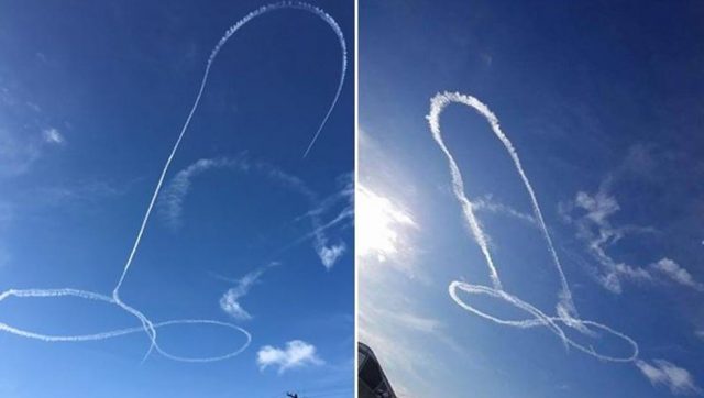 piloto dibuja pene con su avión en USA Pilotos cachondos dibujan un pene