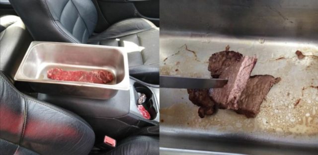 Un hombre cocina cerdo asado en su coche por la ola de calor australiana Un hombre cocina cerdo asado en su coche por la ola de calor australiana