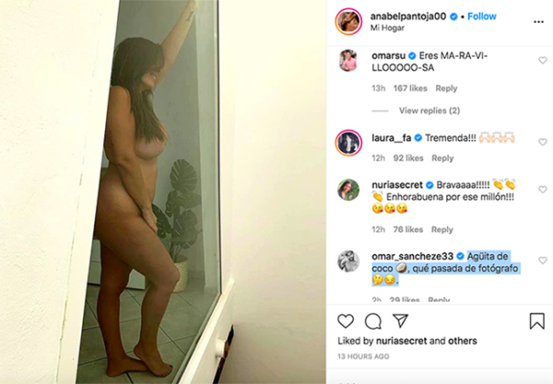 Desnudo integral de Anabel Pantoja en Instagram, totalmente desnuda de los pies hasta la cabeza